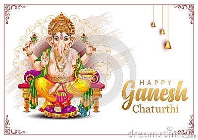 Lord Ganpati on Ganesh Chaturthi background. vector illustrationLord Ganpati on Ganesh Chaturthi background. vector illustration Vector Illustration