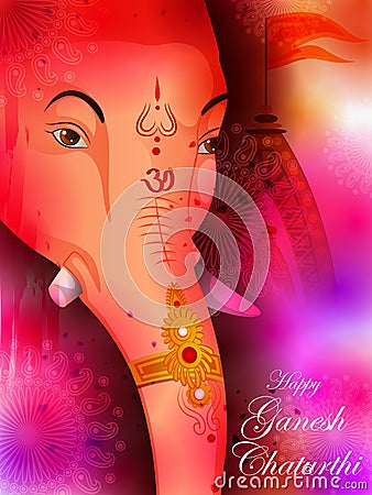 Lord Ganpati on Ganesh Chaturthi festival background Vector Illustration