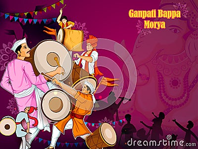 Lord Ganpati for Happy Ganesh Chaturthi festival celebration of India Vector Illustration