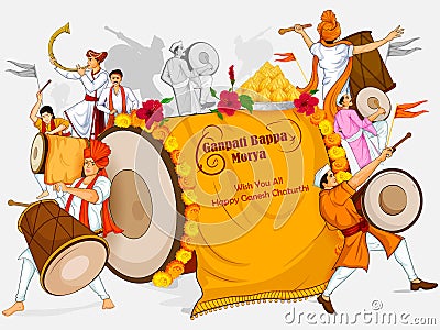 Lord Ganpati for Happy Ganesh Chaturthi festival celebration of India Vector Illustration