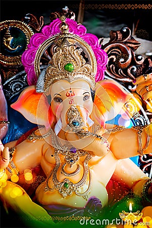 Lord Ganpati idol for Happy Ganesh Chaturthi festival of India Stock Photo