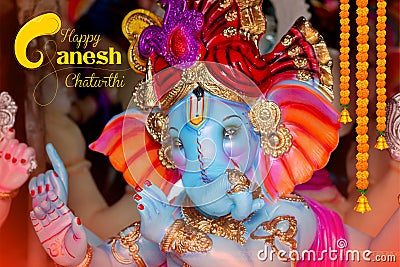 Lord Ganpati idol for Happy Ganesh Chaturthi festival of India Stock Photo