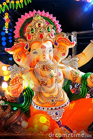 Lord Ganpati idol for Happy Ganesh Chaturthi festival of India Stock Photo