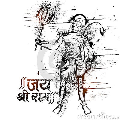 Lord Hanuman For Happy Dussehra celebration. Cartoon Illustration