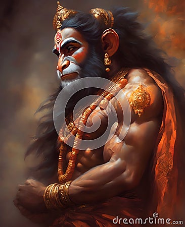 lord Hanuman: Hindu deity, manifestation of Lord Shiva& x27;s energy, devoted to Rama Stock Photo