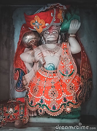 Lord Hanuman Hindu God Kashtabhanjan dev Stock Photo