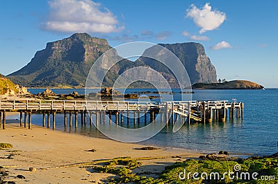 Lord Howe Island Lagoon and Jetty Stock Photo