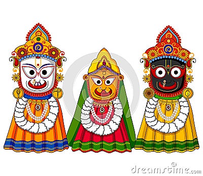 Lord Jagannath, Subhadra and Balabhadra Vector Illustration