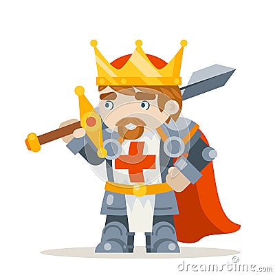Lord king knight fantasy medieval action RPG game character layered animation ready character vector illustration Vector Illustration