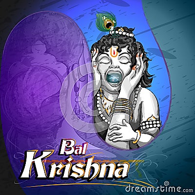 Lord Krishna Indian God Janmashtami festival holiday Vector Illustration