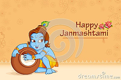 Lord Krishna stealing makhaan Vector Illustration