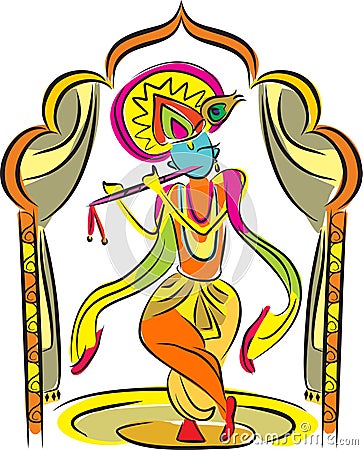 Lord Krishna temple Vector Illustration