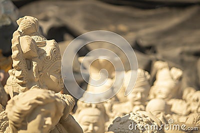 Lord Krishna unpainted idol statue Stock Photo