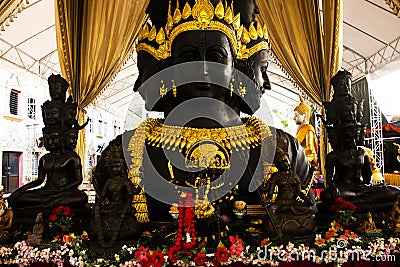 Lord Maha Phrom Brahma hindu deity god angel and Goddess Kali in shrine for thai people travelers travel visit praying blessing Stock Photo