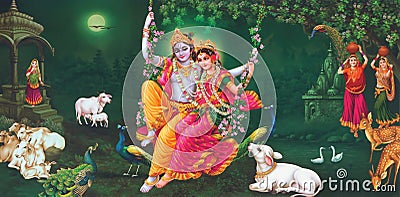 Lord Radha Krishna Beautiful wallpaper with background Stock Photo