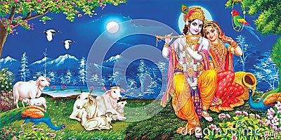 Lord Radha Krishna Beautiful wallpaper with background Stock Photo