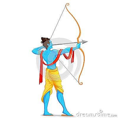 Lord Rama with Bow and Arrow Vector Illustration