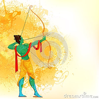 Lord Rama with bow and arrow Vector Illustration