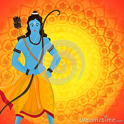 Lord Rama for Happy Dussehra celebration. Cartoon Illustration