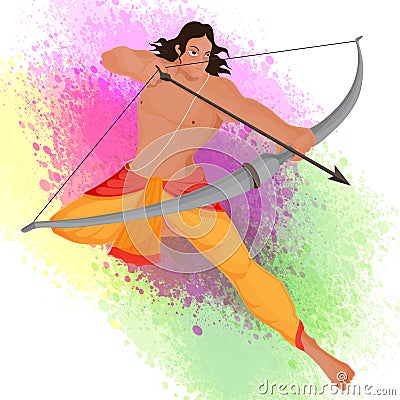 Lord Rama For Happy Dussehra celebration. Cartoon Illustration