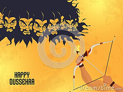 Lord Rama killing Ravana for Dussehra celebration. Cartoon Illustration