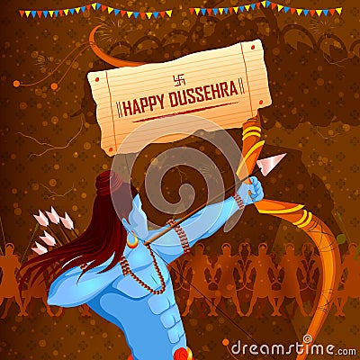 Lord Rama killing Ravana in Happy Dussehra festival of India Vector Illustration