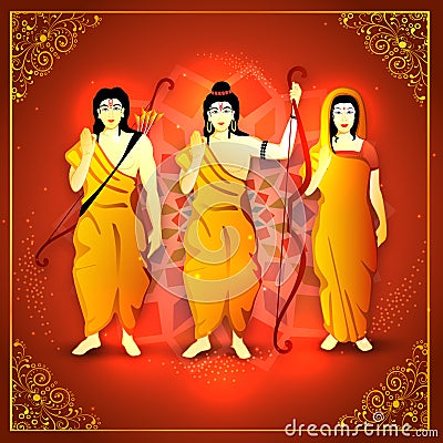 Lord Rama, Laxman and Goddess Sita for Dussehra. Stock Photo