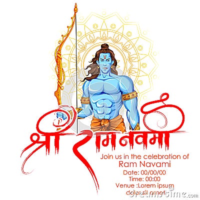 Lord Rama in Ram Navami background Vector Illustration