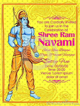 Lord Rama in Ram Navami background Vector Illustration