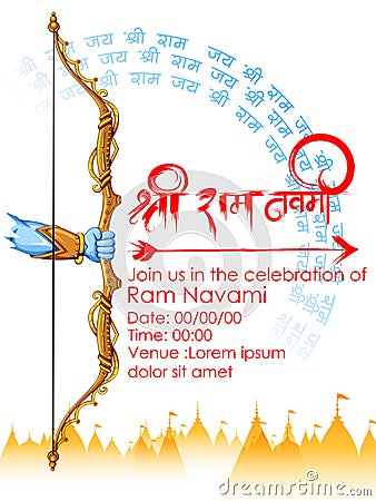 Lord Rama in Ram Navami background Vector Illustration
