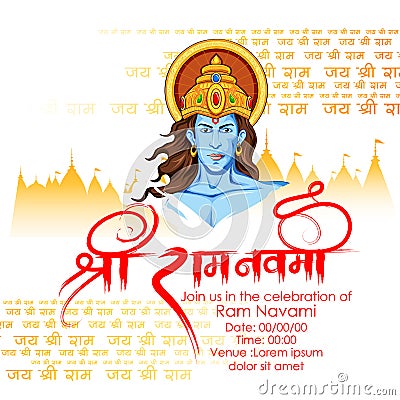 Lord Rama in Ram Navami background Vector Illustration