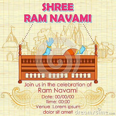 Lord Rama in Ram Navami background Vector Illustration