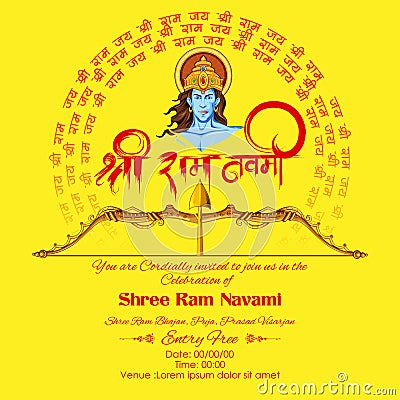 Lord Rama in Ram Navami background Vector Illustration