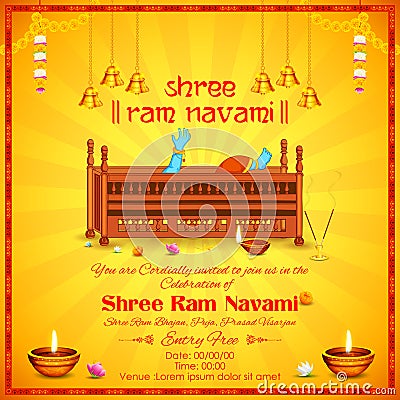 Lord Rama in Ram Navami background Vector Illustration