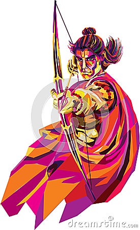 Lord Rama, He s the seventh avatar of the Hindu god Vishnu, and a king of Ayodhya in Hindu scriptures. Vector Illustration