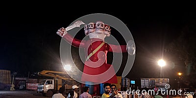 lord ravana sculpture during dussehra festival on road show in India oct 2019 Editorial Stock Photo