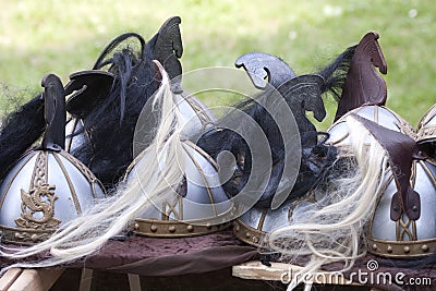 The Lord of the rings Fantasy: Rohirrim helmets Stock Photo