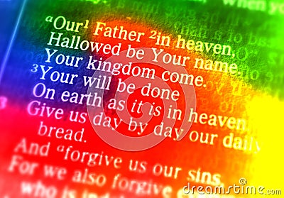 The Lord's Prayer - Our Father in heaven Stock Photo