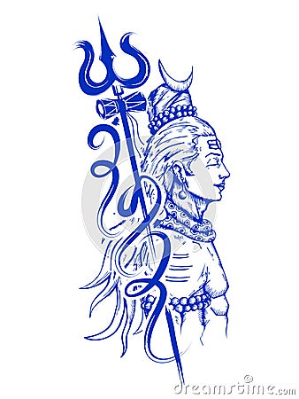 Lord Shiva, Indian God of Hindu Vector Illustration