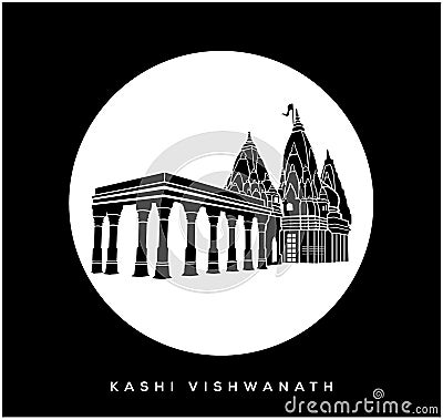 Lord shiva Kashi Vishwanath Jyotirlinga temple vector icon. Kashi Vishwanath temple symbol Vector Illustration