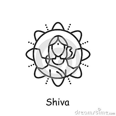 Lord Shiva line icon.Editable vector illustration Vector Illustration