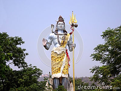 Lord Shiva tall colorful statue Stock Photo