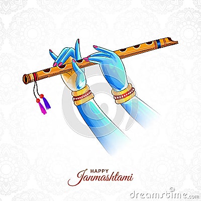 Lord shree krishana in happy janmashtami holiday card design Vector Illustration