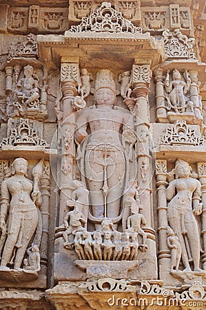 Lord Sun's statue at Modhera Sun Temple, Gujarat Editorial Stock Photo