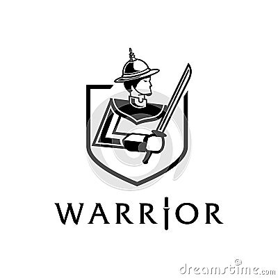 Lord of Thai ancient warrior logo with sword Vector Illustration