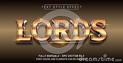 Lords Text Style Effect. Editable Graphic Text Template Vector Illustration