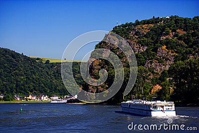 Loreley rock, Rhine river, St. Goarshausen, Germany Stock Photo