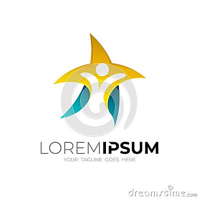 People star logo design, dream kids logo Vector Illustration