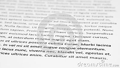 Lorem ipsum text on white paper Stock Photo