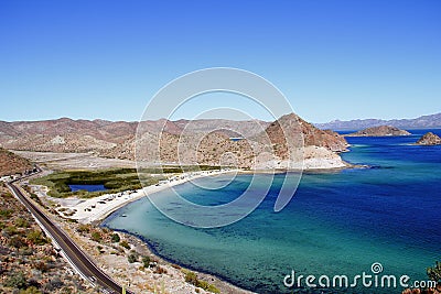 Road beside the Loreto bays in the sea of baja california, mexico IX Stock Photo